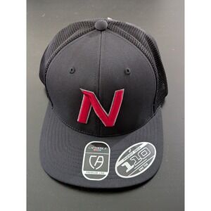 CapAmerica Premium Baseball Hat Snapback Black Red N Logo OSFM NWT